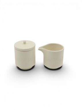 CITRINE RIBBED CERAMIC CREAMER & SUGAR JAR SET